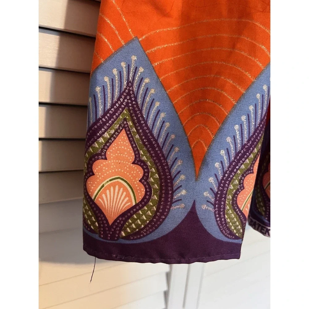 NIGERIAN AFRICAN Kids Girls Dress Size 4T Handmade Aline Sleeveless Orange Blue